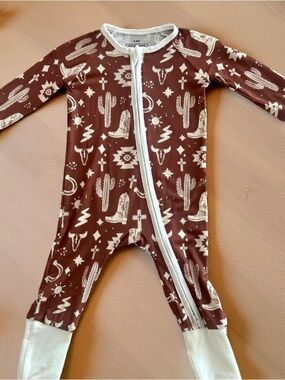 Bamboo Western-Print Footie/Romper